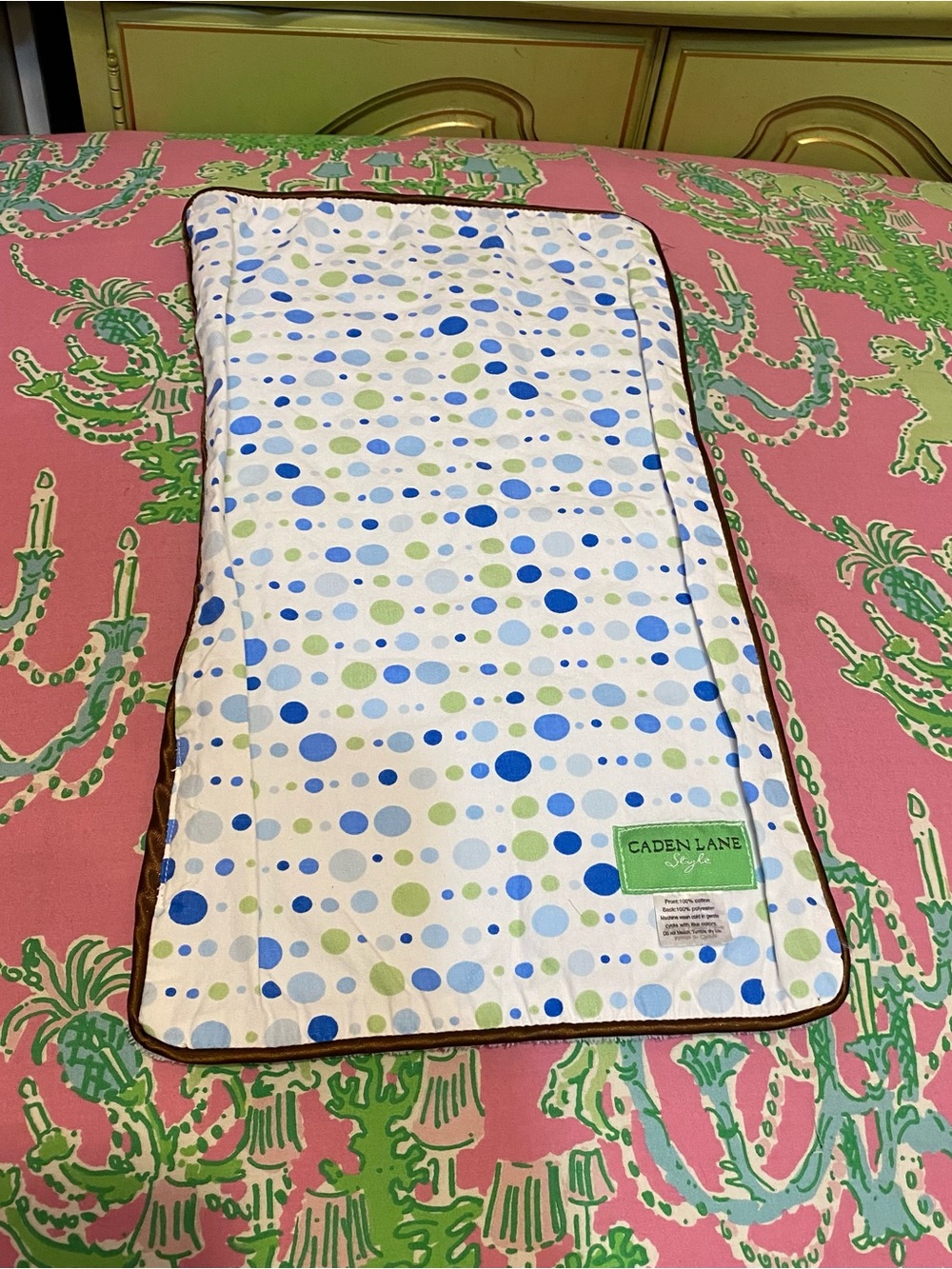 Caden Lane Blue & Green Dot Burp Cloth